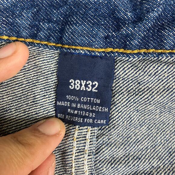 Full Blue Jeans Mens 38x32 Dark Wash Straight Fit 100% Cotton Classic Casual - Picture 6 of 9